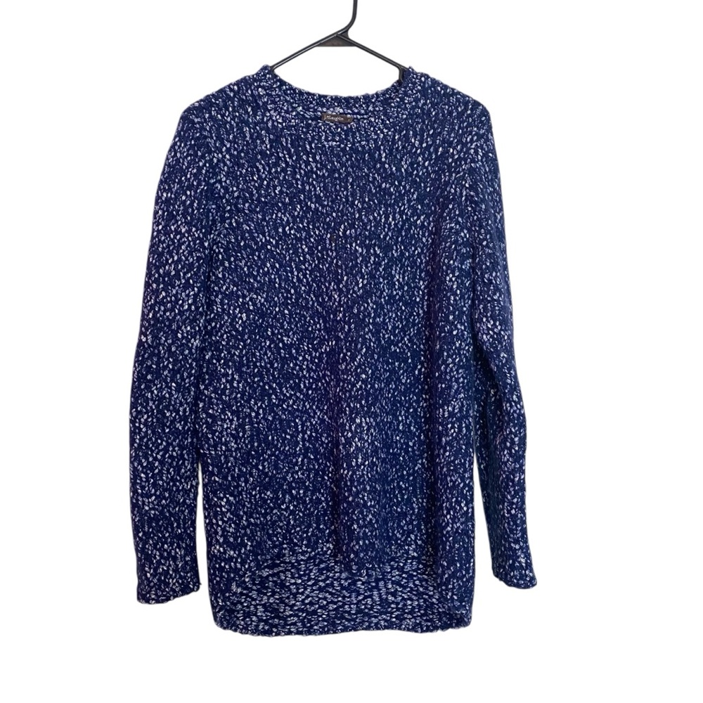 J. McLaughlin Navy and Cream Knit Sweater extra fine merino wool cotton blend